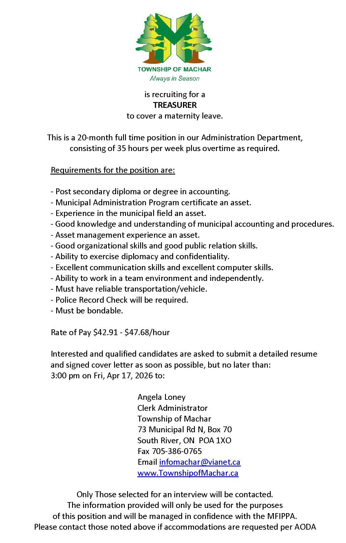 Treasurer 20 Month Opportunity image