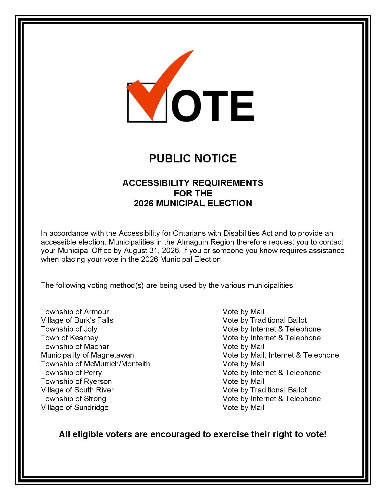 PUBLIC NOTICE - Accessibility Requirements for Vote by Mail
