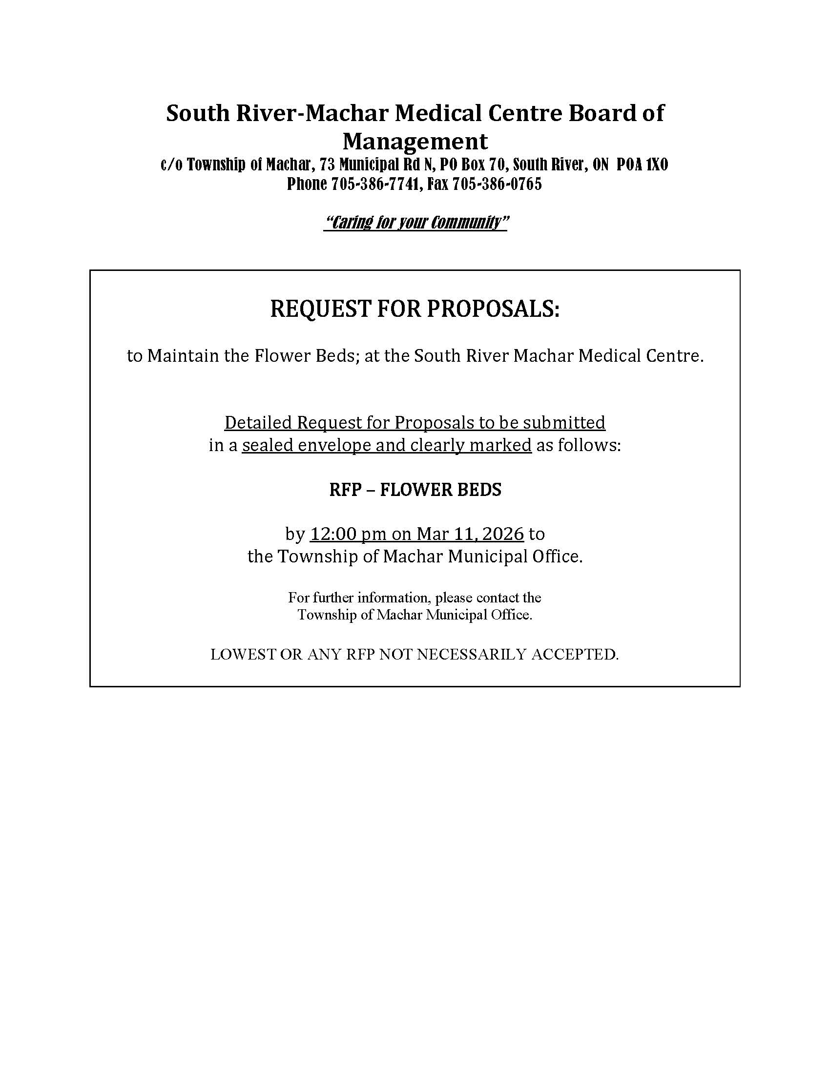 RFP Flower Beds South River Machar Medical Centre