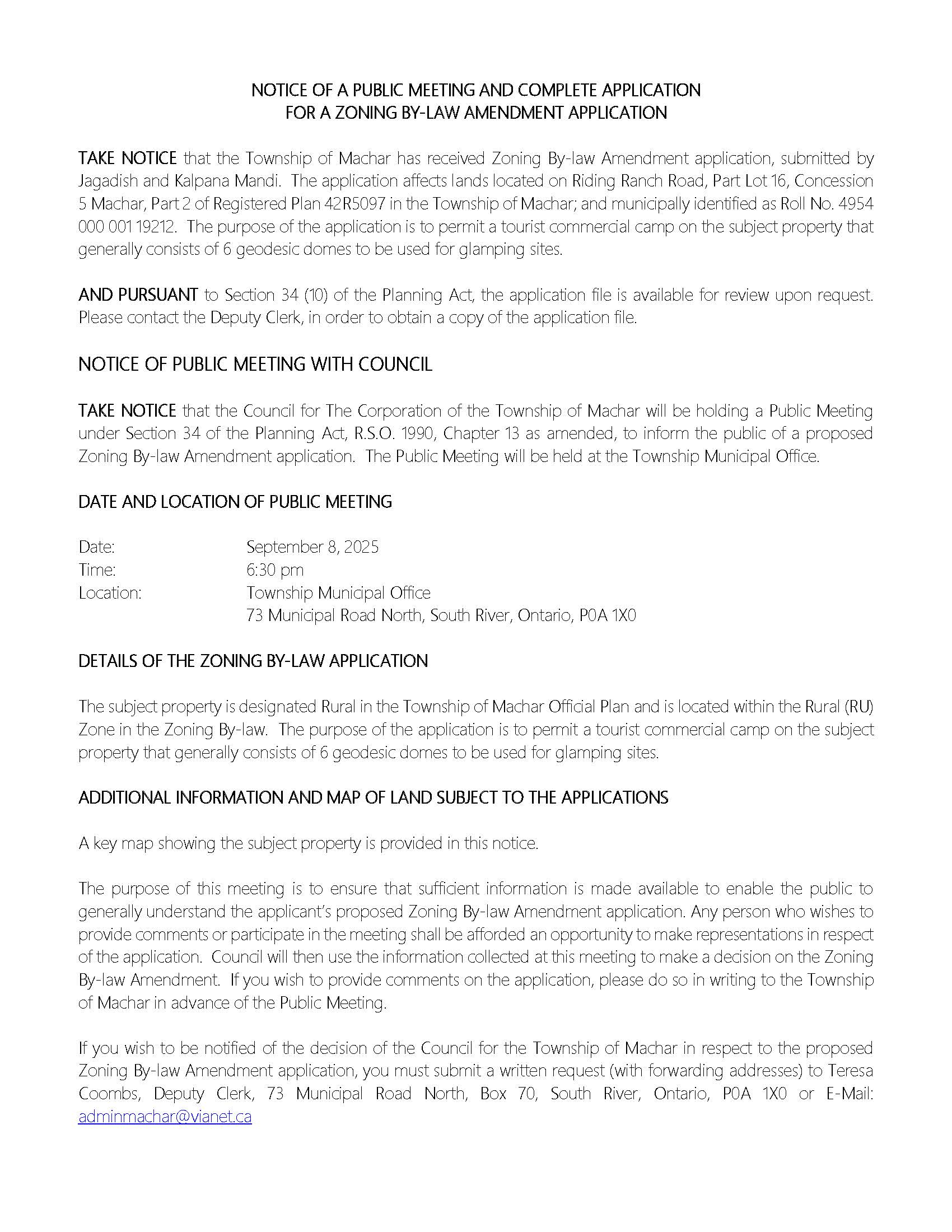Zoning By-Law Amendment Riding Ranch Road 2025 pg 1